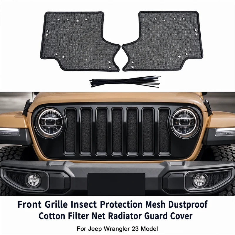 23 Model For Jeep Wrangler Front Grille Insect Protection Mesh Dustproof Cotton Filter Net Radiator Guard Cover