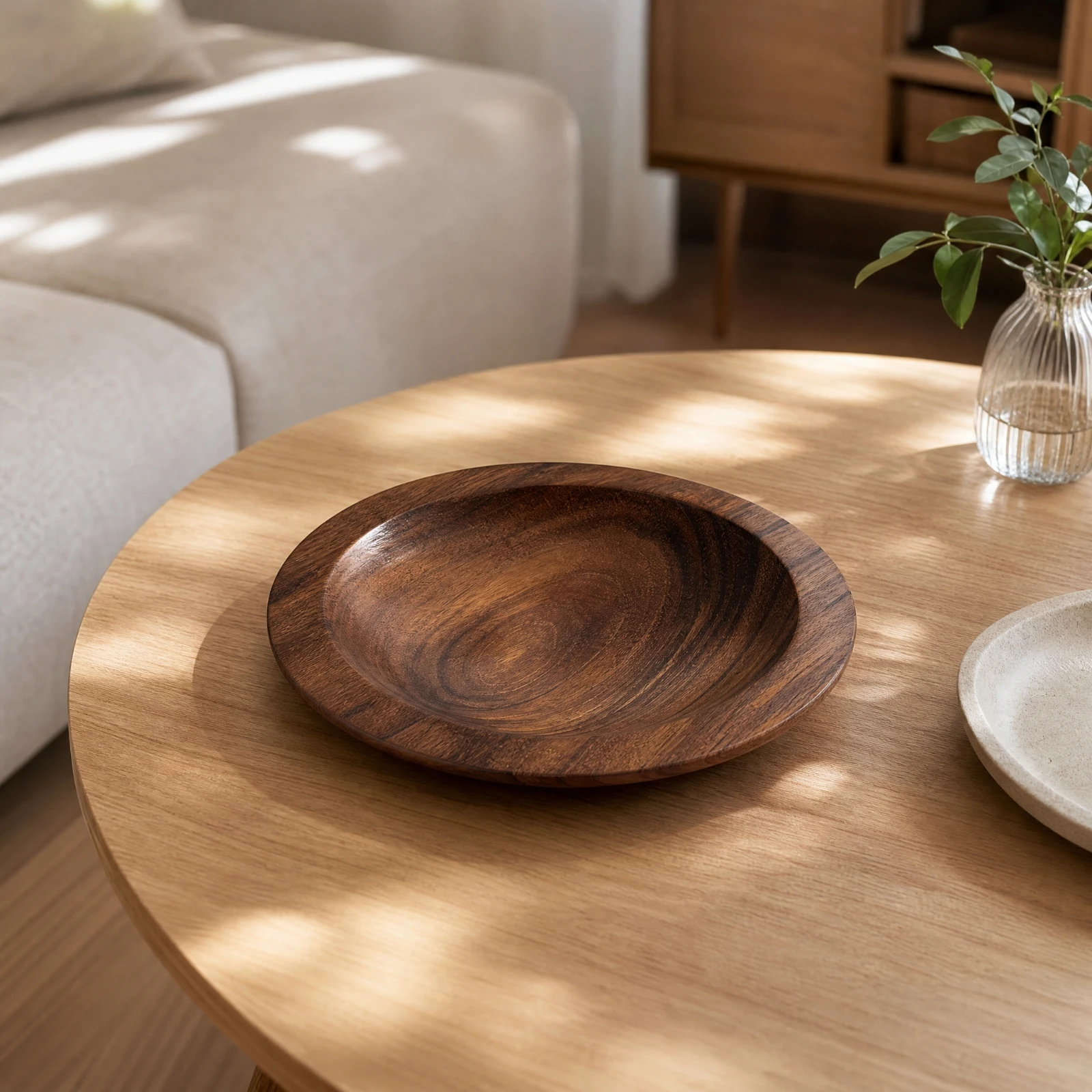 Walnut Wood Fruit and Snack Dish Long-Lasting Walnut Wood Nut Bowl Handmade Carved Wooden Dish Slim for Dining Table