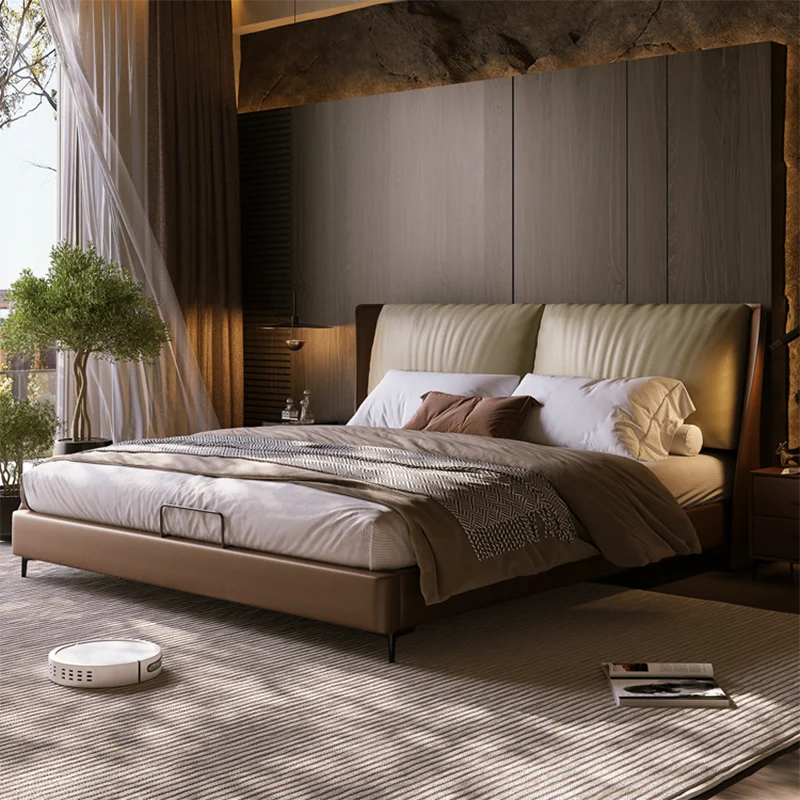 

Design Leather Massage Bed Modern Sofa Luxury Bedroom Queen Double Sleeping Girls Bed Safe Wooden Muebles Lounge Suite Furniture