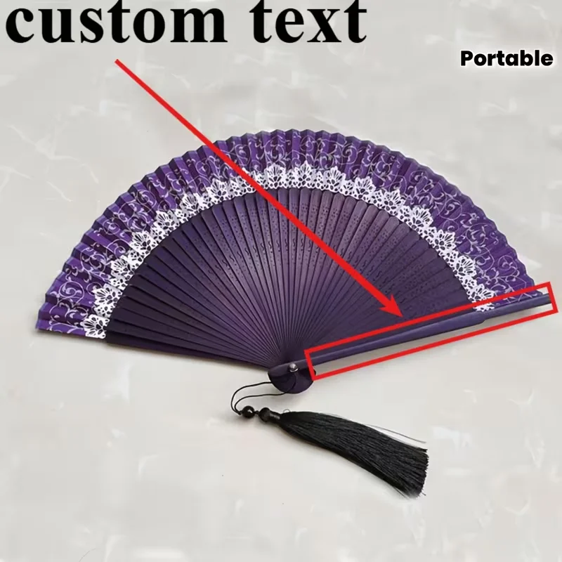 Customized Hollow-Out Women's Premium Fan, Portable Folding Fan for Hanfu, Small and Exquisite Fan in Ancient and Modern Chinese Style, Customizable with Laser Engraving, Traditional Chinese Lace Hand Fan, Handheld Folding Fan, Japanese Bamboo Craft Fan, Retro Cultural Gift, Personal Pocket Fan