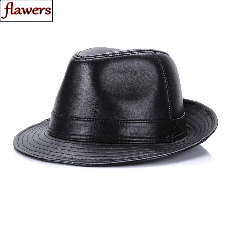 New Men Real Genuine Sheepskin Leather Cowboy Hats Fashion New Style Real Natural Leather Cap Hat Sale Real Sheep Leather Caps