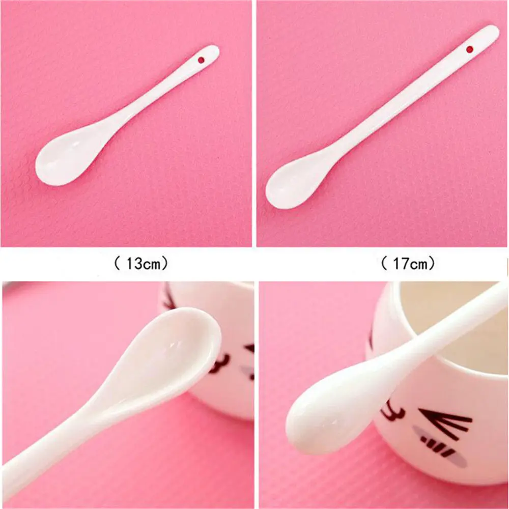 1Pcs Porcelain Spoons Mini Kitchen Ceramic Tea Coffee Sugar Dessert Spoon New Pure White Flatware