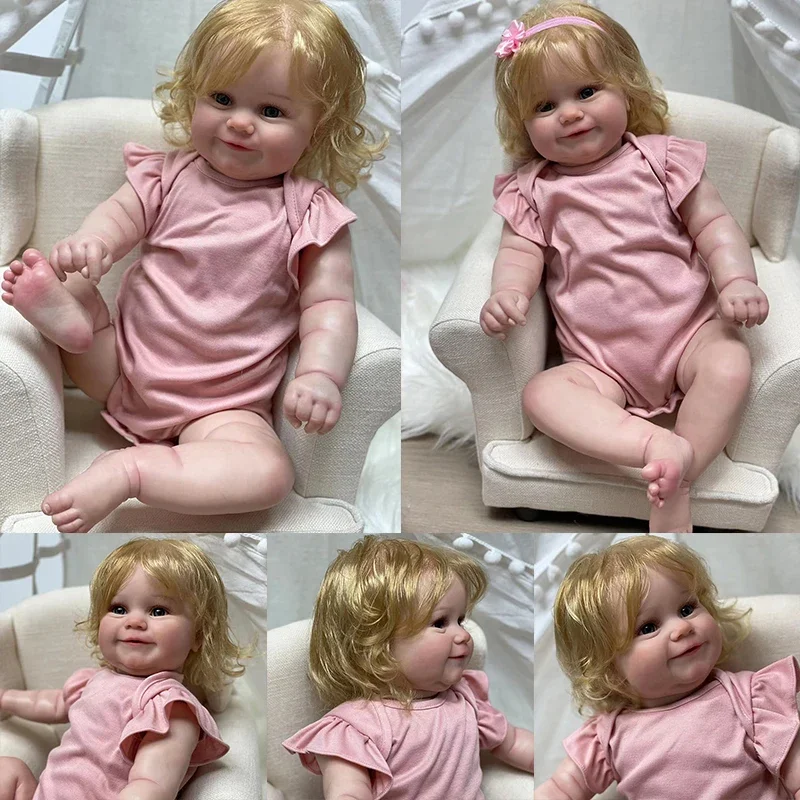 Maddie-Soft Touch Butter for Collecemballages, Cute Reborn Butter with Rooted Blonde Hair, Lifelike, Handmade, Popméthanol, High Quality, 45cm, 60cm