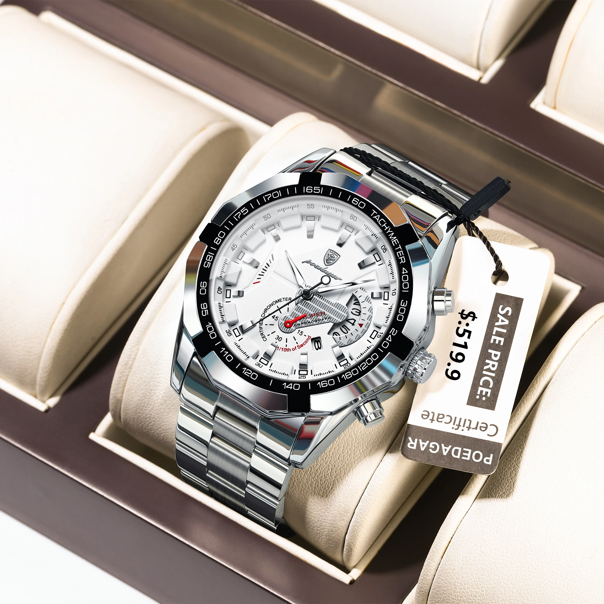 POEDAGAR موضة ساعة رجالية فاخرة مقاوم للماء مضيئة تاريخ رجل ساعة اليد الفولاذ المقاوم للصدأ جودة عالية ساعات كوارتز رجالية جديدة