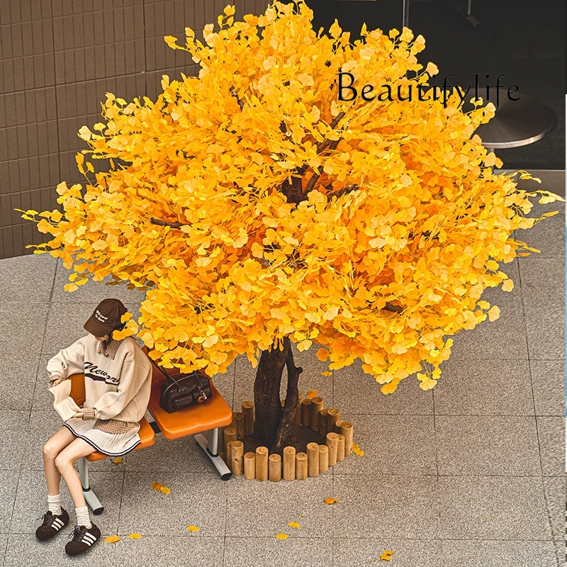 X36 Simulation Ginkgo Tree Large Fake Tree Landscaping Indoor Simulation Tree Landscape Bionic Green Plant Floor Decoration