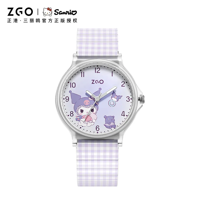 ZGO Sanrio Kuromi Kids Watch Girls Student Cute Luminous Waterproof Purple Quartz Watch Gift 337