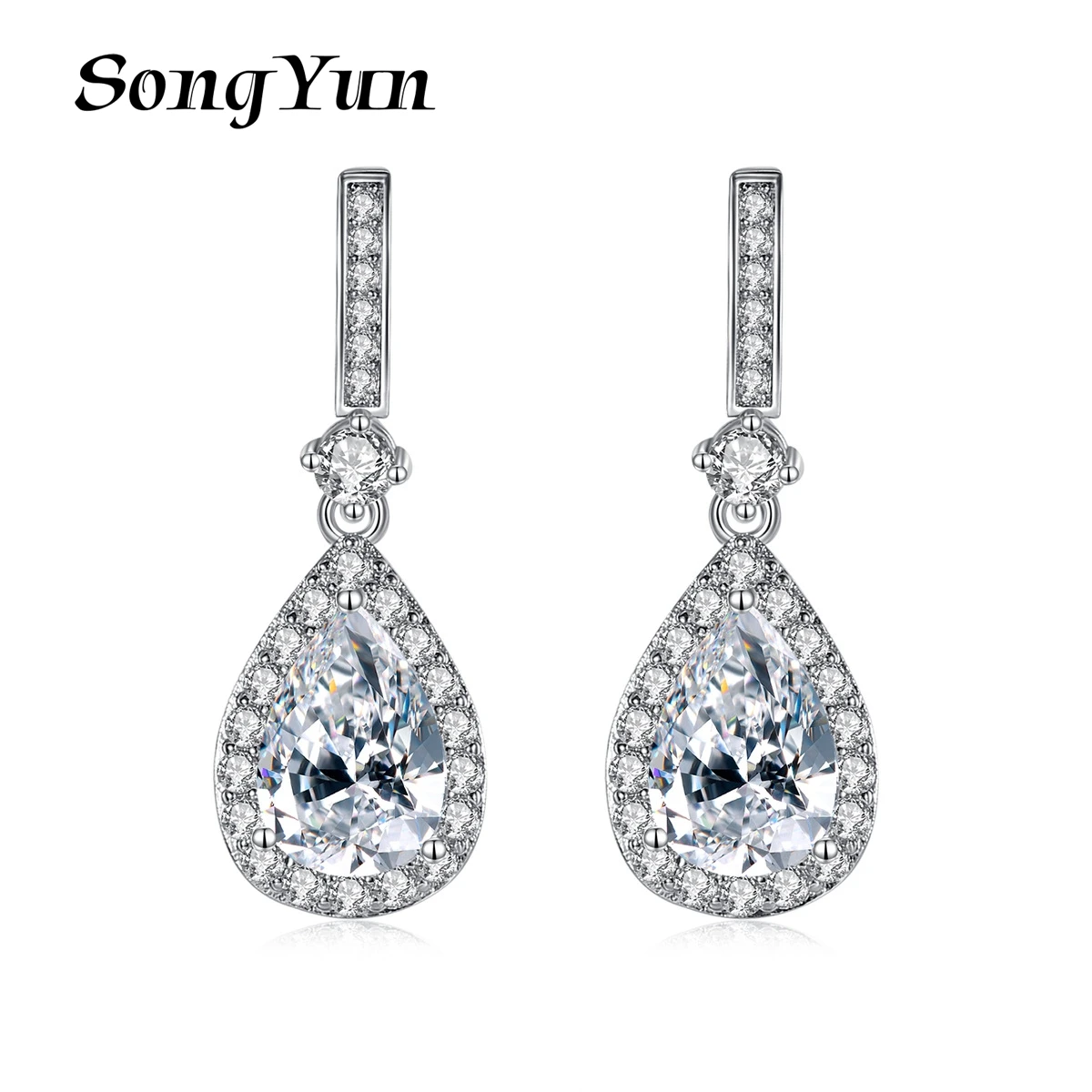 

SongYun Jewelry Manufacturer MHT Copper Water drop Earrings Fr Women Luxury 5A Grade Zircon Pendant Earrings Jewelry Accessories