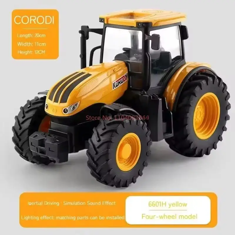 Alloy Rc Car 1:24 Remote-Controlled Tractor Toy With Headlights Simulation Electric Farm Truck Toy Set Child Outdoors Toys Gifts