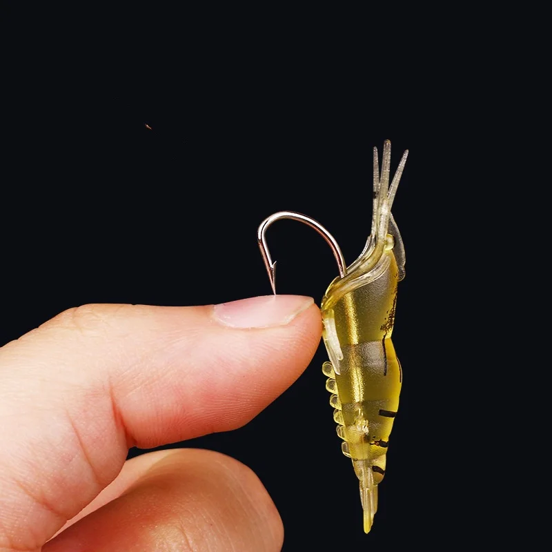 Luya Grass Shrimp Luminous Biomimetic Shrimp Bait 4cm 10pcs Artificial Bait Bait Single Hook Sea Fishing Tool image 6