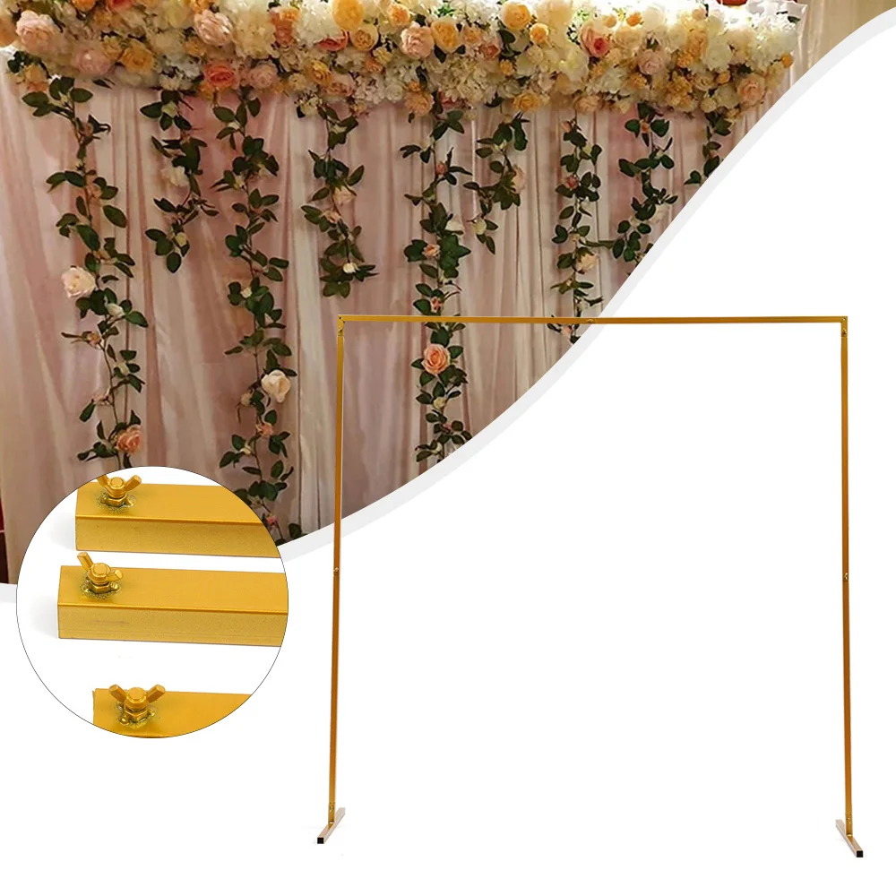 2.5*2.5M Wedding Arch Door Background Wrought Iron Decorative Props Flower Rack Gold