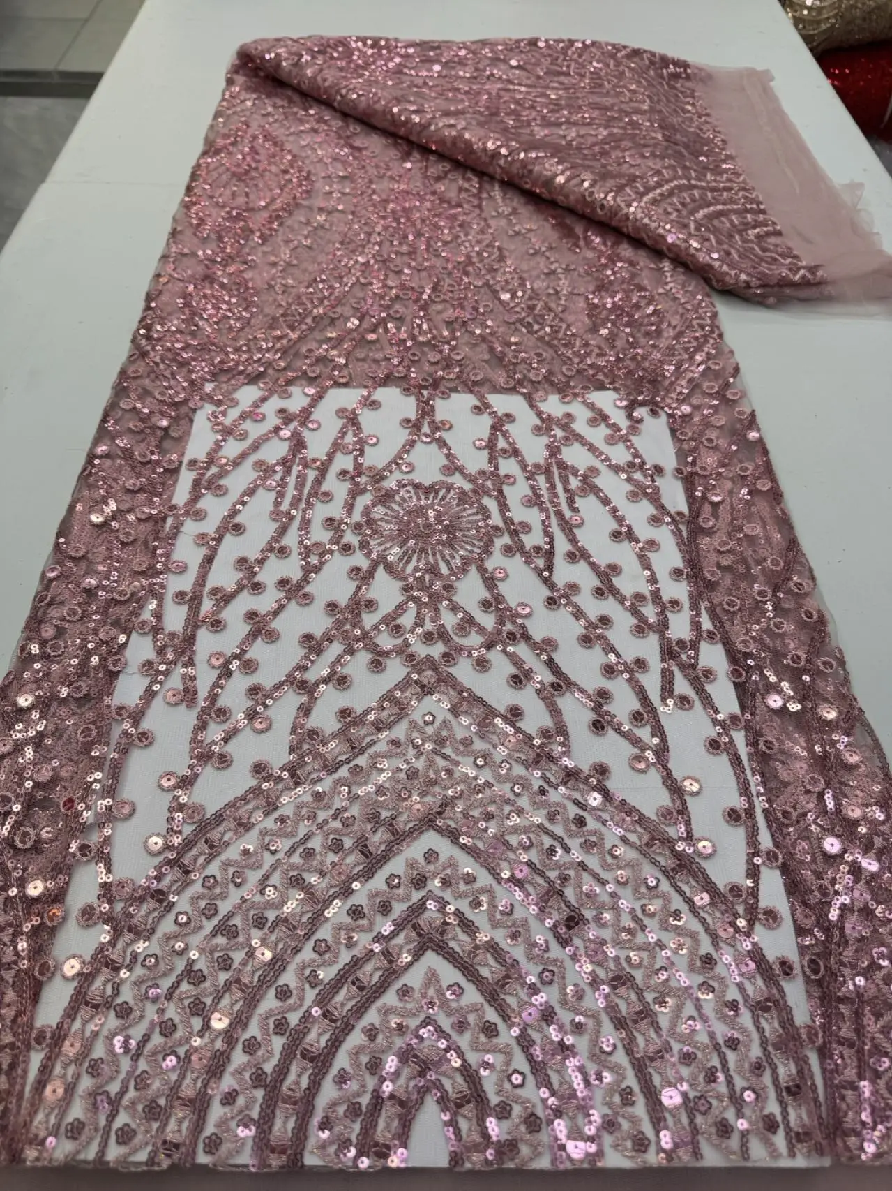 

2026 Latest African Nigerian Tulle Lace Fabric Guipure Embroidery Sequins High Quality for Sewing Dresses 5Yards JY526
