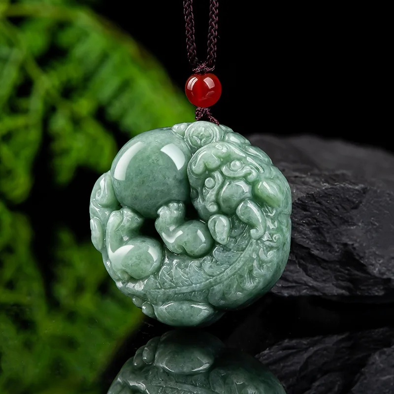 Hot Selling Natural Hand-carve Jade Lucky Pixiu Necklace Pendant Fashion Jewelry Men Women Luck Gifts