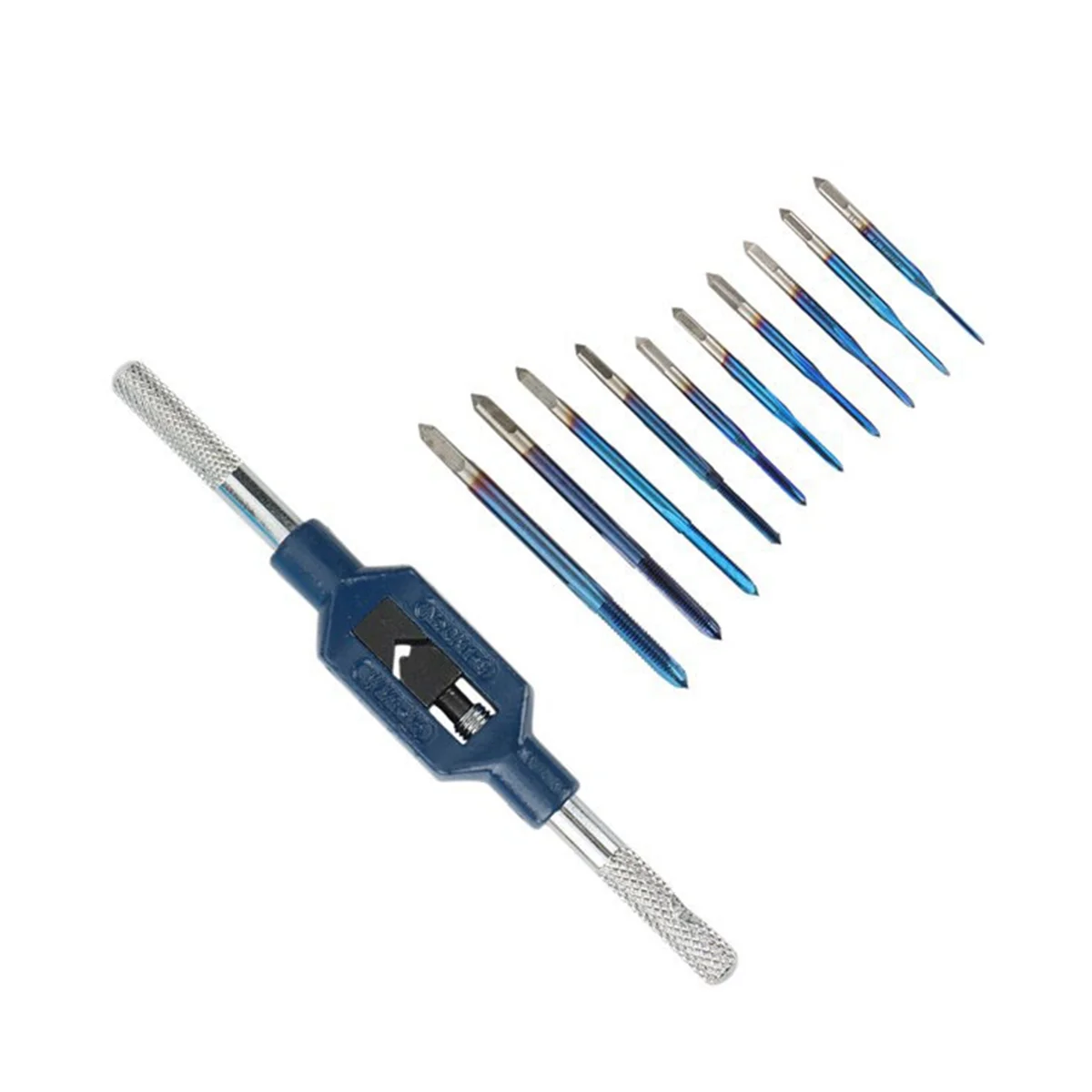 10Pcs M1-M3.5 Thread Taps Without Adjustable M1-M8 Wrench Machine Tap Wrench Set for Metal Working Screw Tap Drill Bit