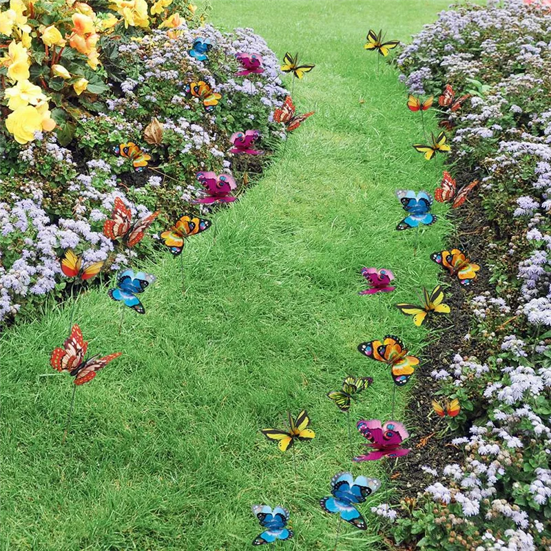 BAAG-Цветные бабочки, украшение для улицы. Двор Растения Газон Цветочный Горшок Украшение Бабочки Прочный Простота Встановление