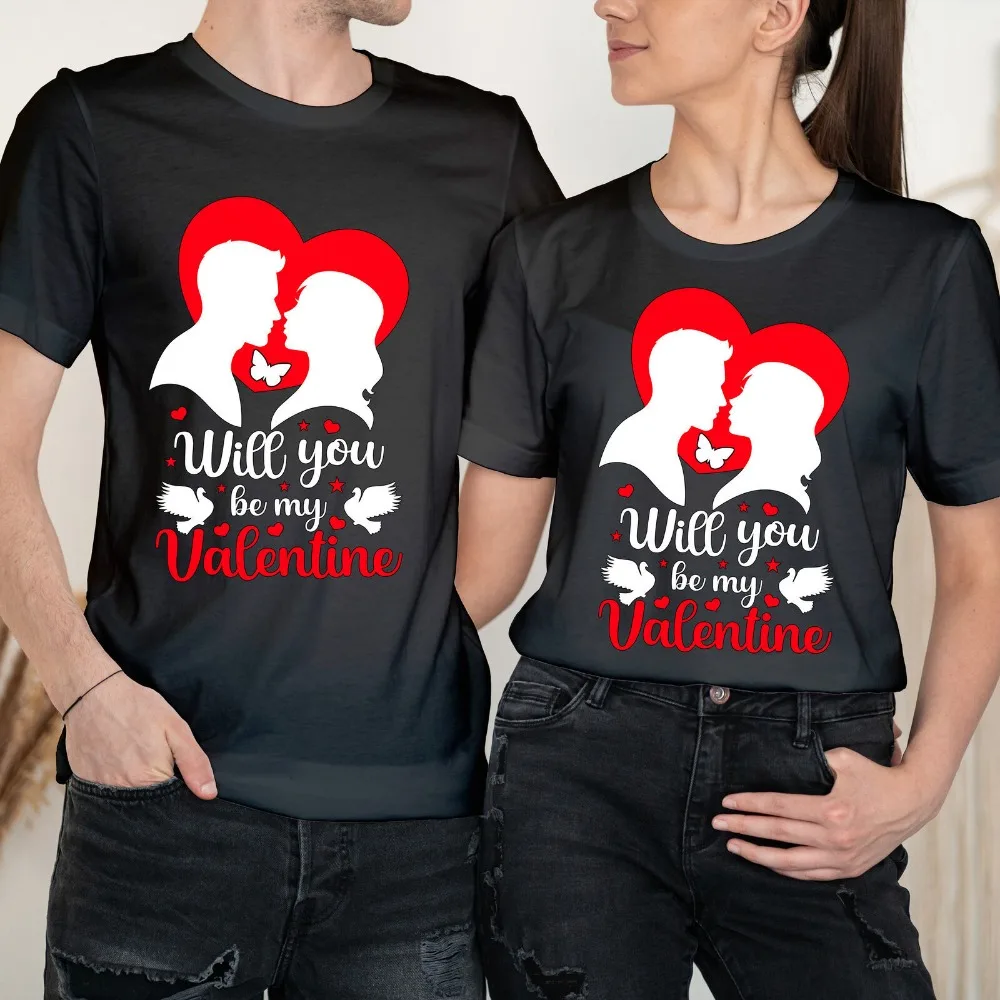 

Butterfly Happy Valentine's Day Love Goals Couple Love Matching T-Shirts Fashion Streetwear O-neck Short-sleeve Cotton Tops