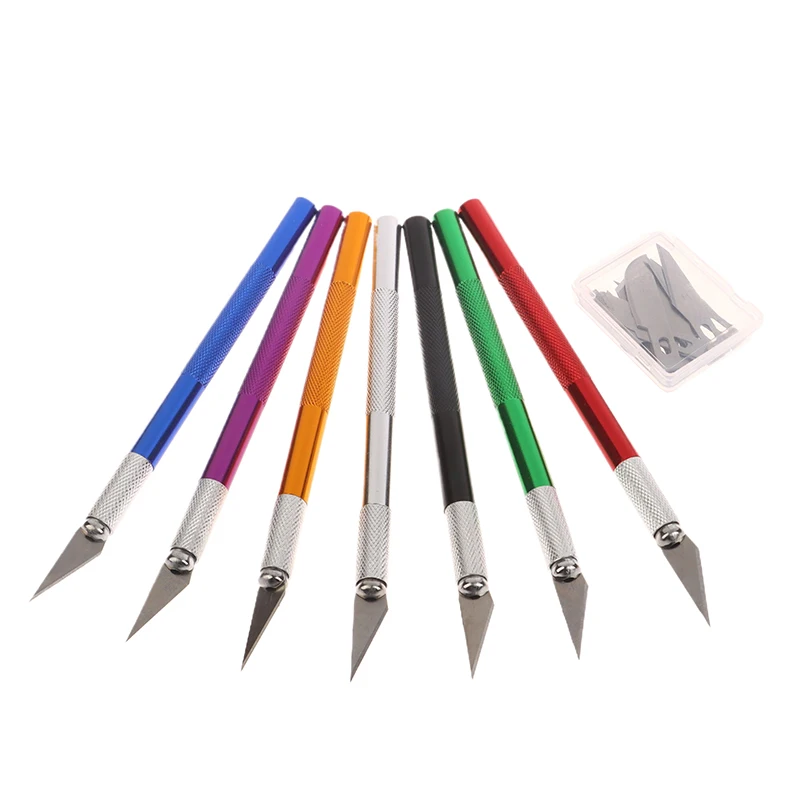

Non-Slip Metal Scalpel Knife Tools Kit Cutter Engraving Craft Knives + 10pcs Blades Mobile Phone PCB DIY Repair Hand Tools