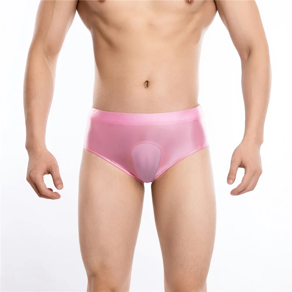 3D False Yin U Bulge Pouch Shaper Briefs Cross-dresser Gay Wear Panties Sexy Oil Glossy Men's Underwears Pseudo-girl Lingerie