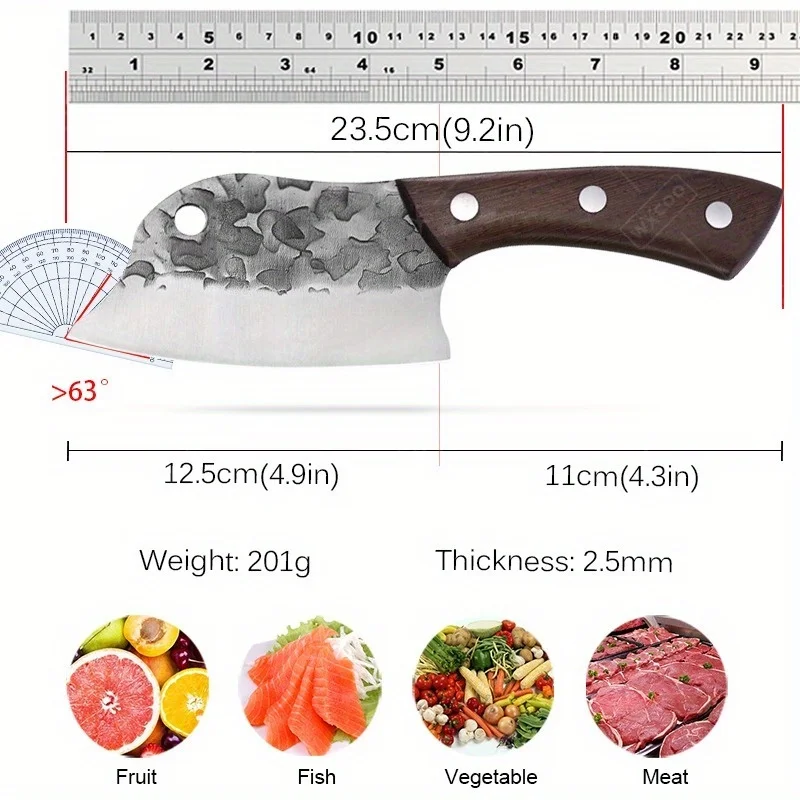 2pcs,Cooking Knife Kitchen Chef Knife Meat Cleaver Butcher Knife Fruit Knife Handmade Forged Knife Kitchen Vegetable Knife