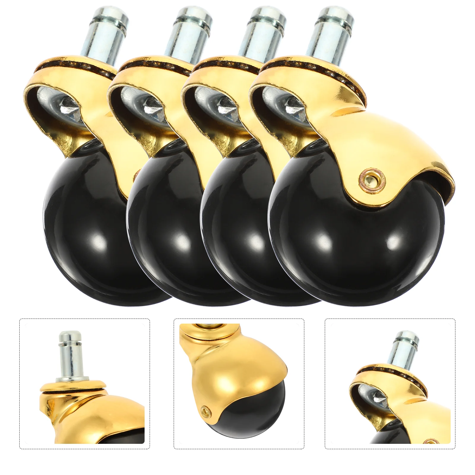 

4 Pcs Chair Leg Floor Protectors Gold Swivel Casters Baby Rolling Cart for Furniture Legs Wheels