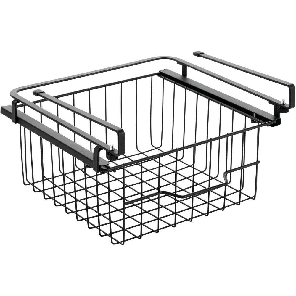 Cesta de cajón extraíble colgante compacta - organizador de almacenamiento deslizante debajo del estante - alambre metálico - se fija a los estanterías - fácil instalación