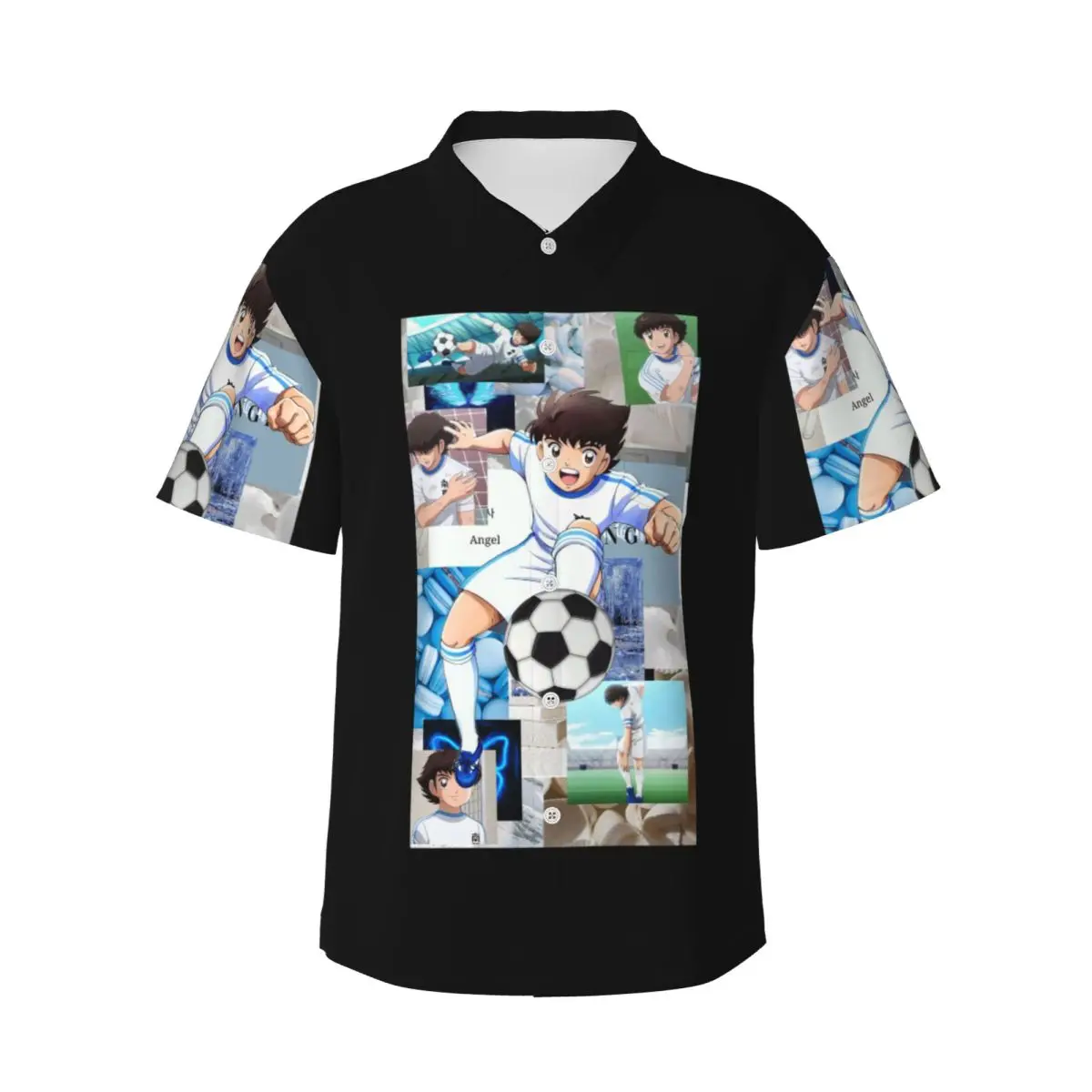 

Япония Футбол Манга Капитан Цубаса Озора Мужские рубашки Гавайская рубашка с коротким рукавом Забавные топы на пуговицах для летнего пляжа