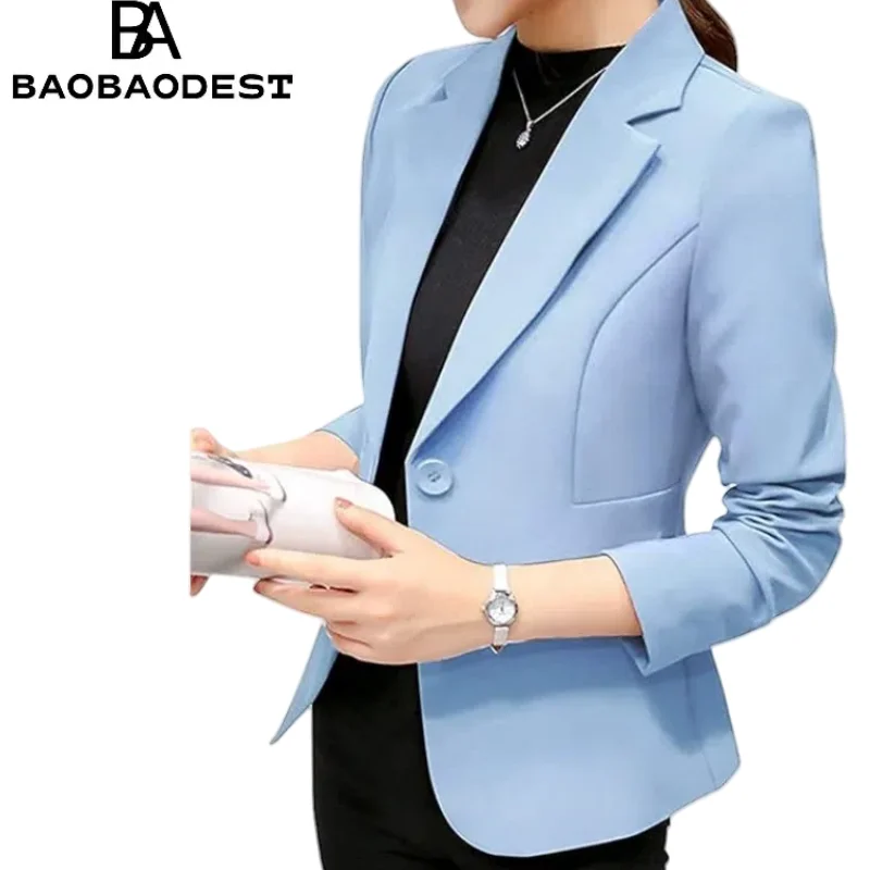 

Women's Blazer Slim Fit Suit Jacket Elegant Long Sleeve Lapel Women Jacket Plain One Button Blazer Business Suit Office Jacket