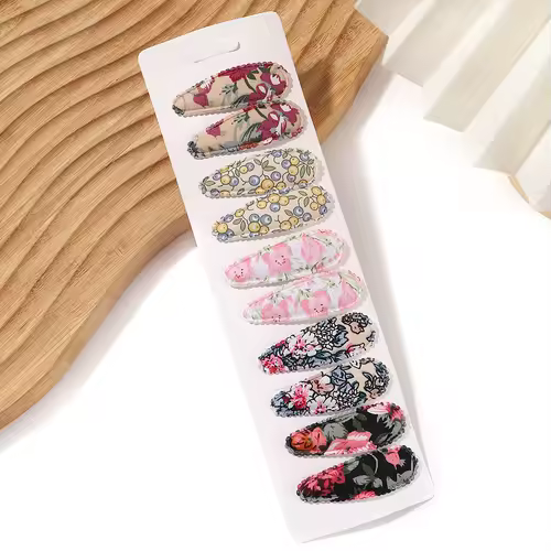 10Pcs/Lot Fresh Print Cotton Alloy Hair Clips for Kids Fabric Plaid BB Hairpins Girl Hairgripe Headwear Baby Hair Accessories - Image 27