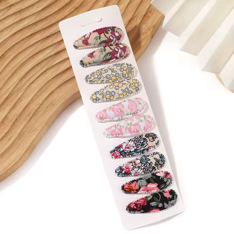 10Pcs/Lot Fresh Print Cotton Alloy Hair Clips for Kids Fabric Plaid BB Hairpins Girl Hairgripe Headwear Baby Hair Accessories - Image 27
