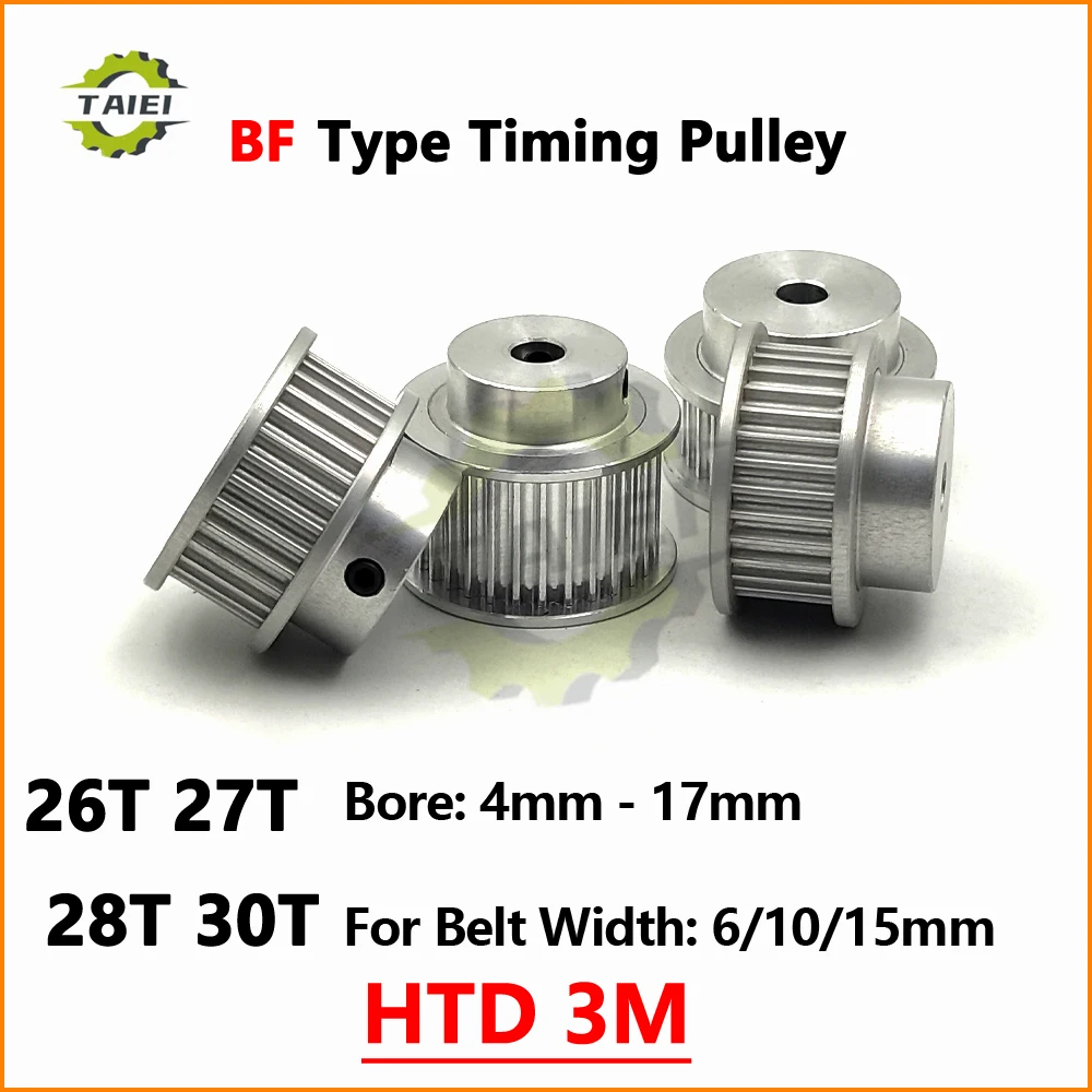 

HTD 3M 26 27 28 30 Teeth Synchronous Pulley Keyway Bore 4/5/6/6.35/7/8/10/12/14mm For Belt Width 6/10/15mm 3M Timing wheel Gear