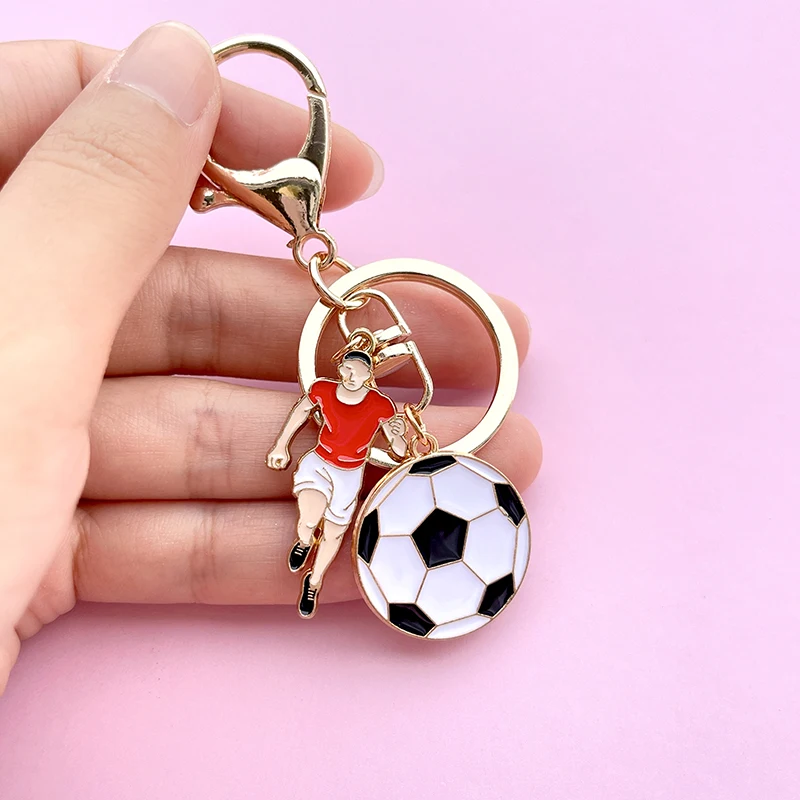 4Pcs Sport Football Elements Men Metal Keychain Soccer Jersey Pendents Bag Key Decoration Keyring Fans Souvenir Gift Jewelry