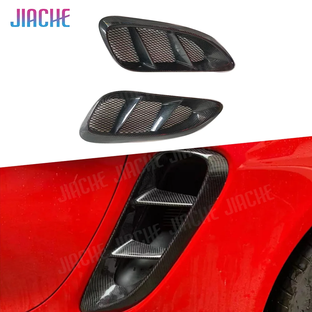 

JIACHE Carbon Fiber Rear Fender Side Air Vent Outlet Trim Mesh Grill Covers For Porsche Boxster Cayman 718 2016-2019