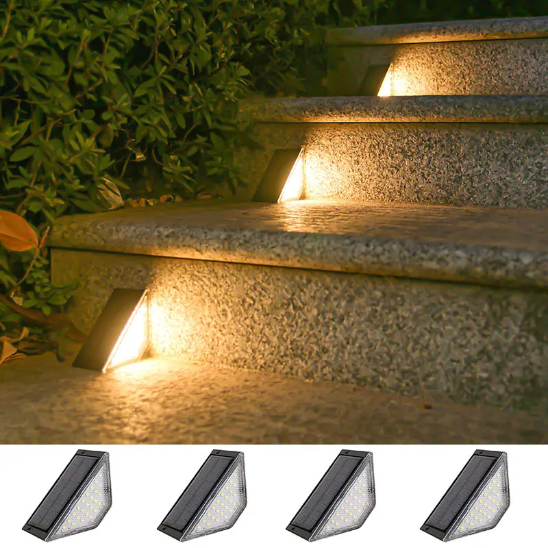 

Outdoor Solar Step Lights Triangle IP67 Waterproof Warm White Auto on Decoration Deck Light for Patio Yard Driveway Porch Garden