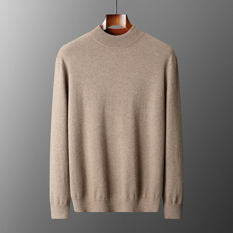 الرجال الماعز سترة الكشمير المعنقة وهمية الرقبة البلوز الخريف الشتاء 100% الكشمير تريكو لينة الدافئة مريح الكشمير أسفل الملابس