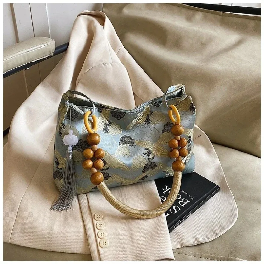 Hasp Sewing Thread Craft​ Embroidered Shoulder Bag​ ​Adjustable Crossbody Strap​ ​Tassel Decoration Bag​