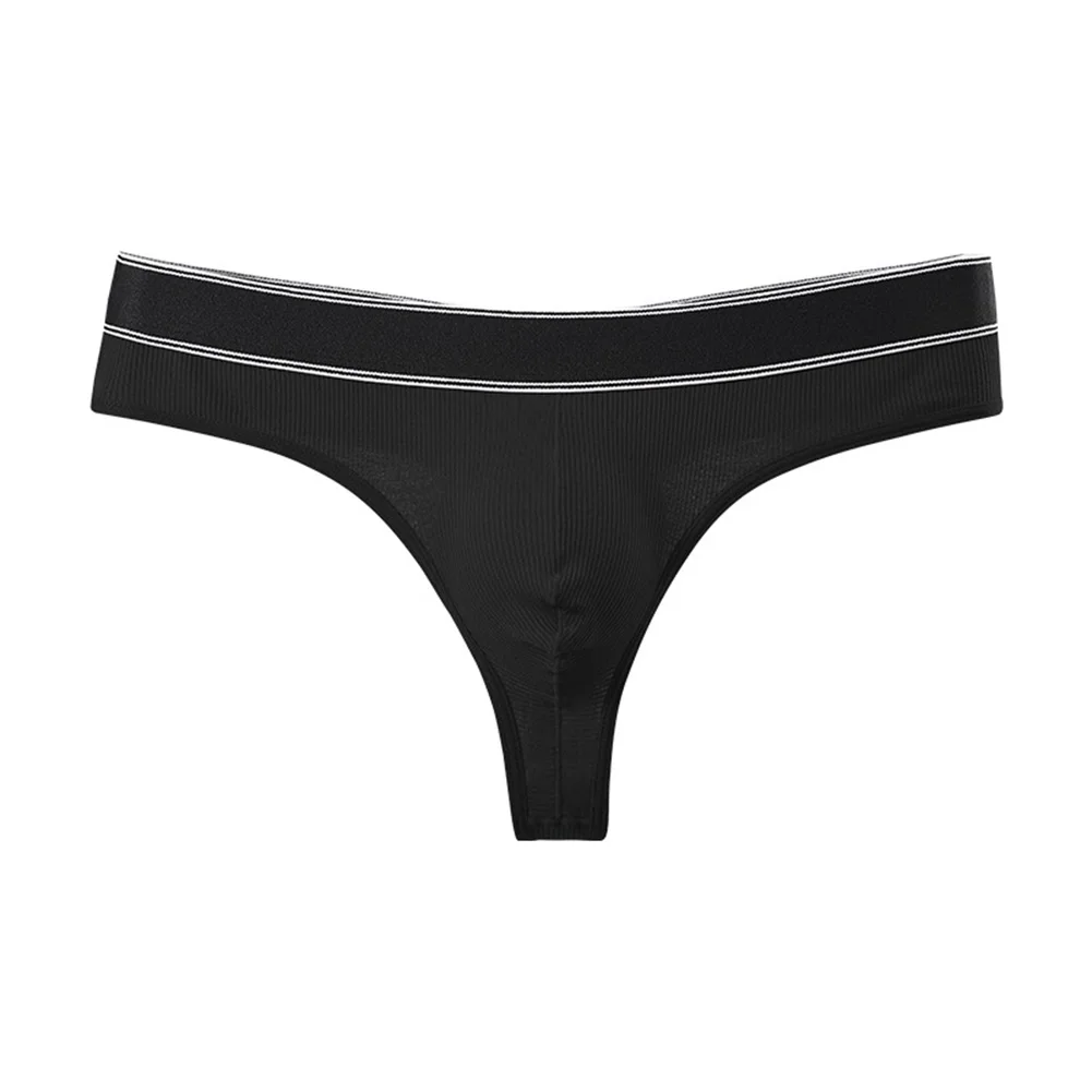

Men Ribbed Color Block G-string Breathable Low Rise Bulge Pouch Underwear Thongs Breathable Gays Erotic T-Back