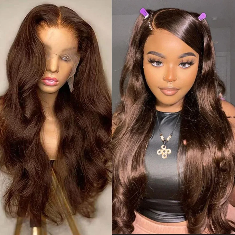 

# 4 парика из натуральных волос с эффектом волны, цвета шоколадно-коричневый, 13x6 HD Lace Front, 40 дюймов, 220% плотность, 13x4, цветные парики из натуральных волос для женщин