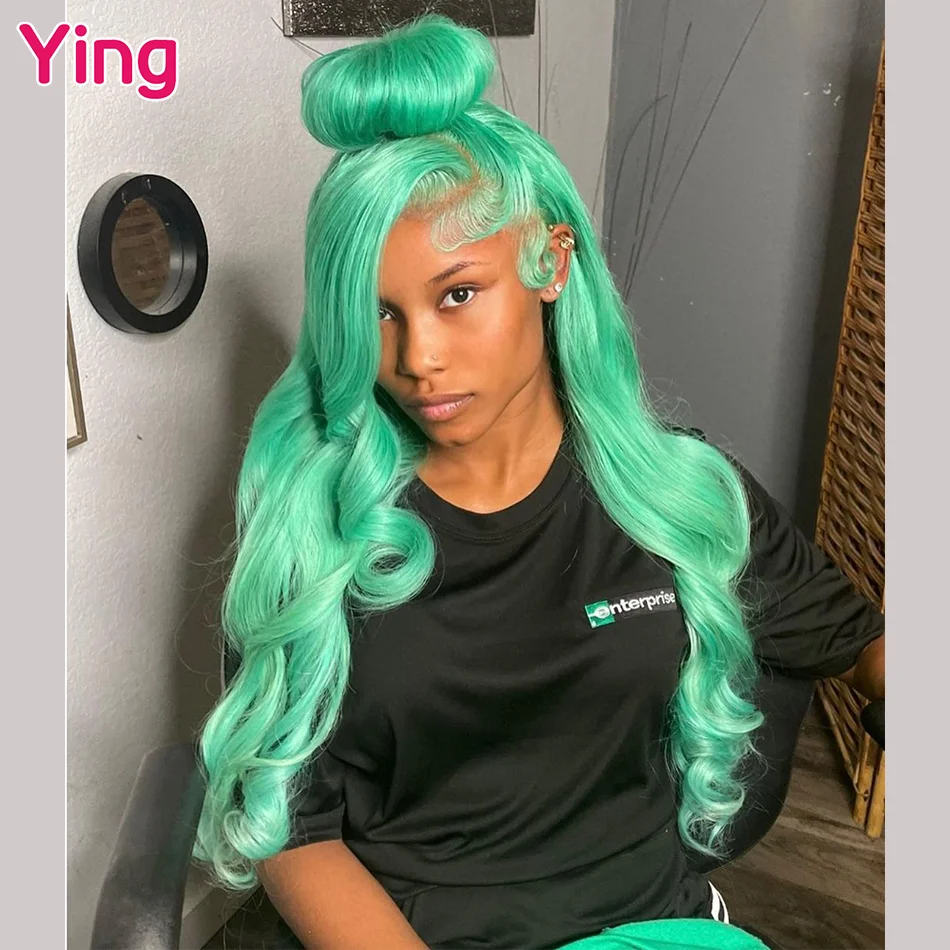 

Ying Body Wave Lime Green 13x6 Lace Frontal Wig Ying 13x4 Lace Front Human Hair Wigs Pre Plucked Brazilian Remy 613 Blonde Wig