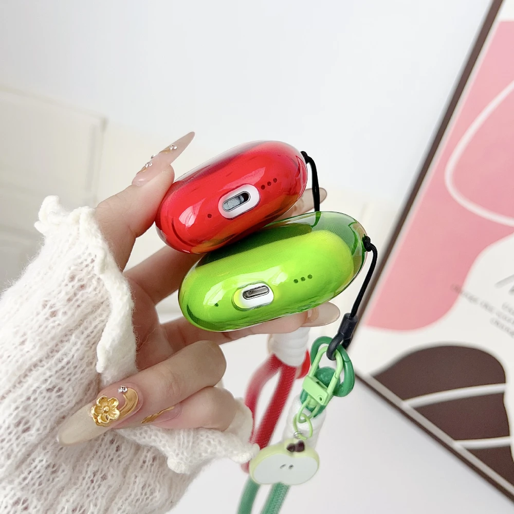 New Translucent Apple Shape Headphone Case TPU Gold Silver Red Green for Airpods Pro 1/2/3 4