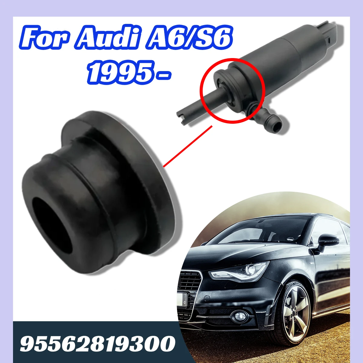 Gasket Pump Tanque Windshield Wiper para Audi A6/S6 1995, Water Reservoir Grommet, Rubber Mount, peças de reposição, Clip