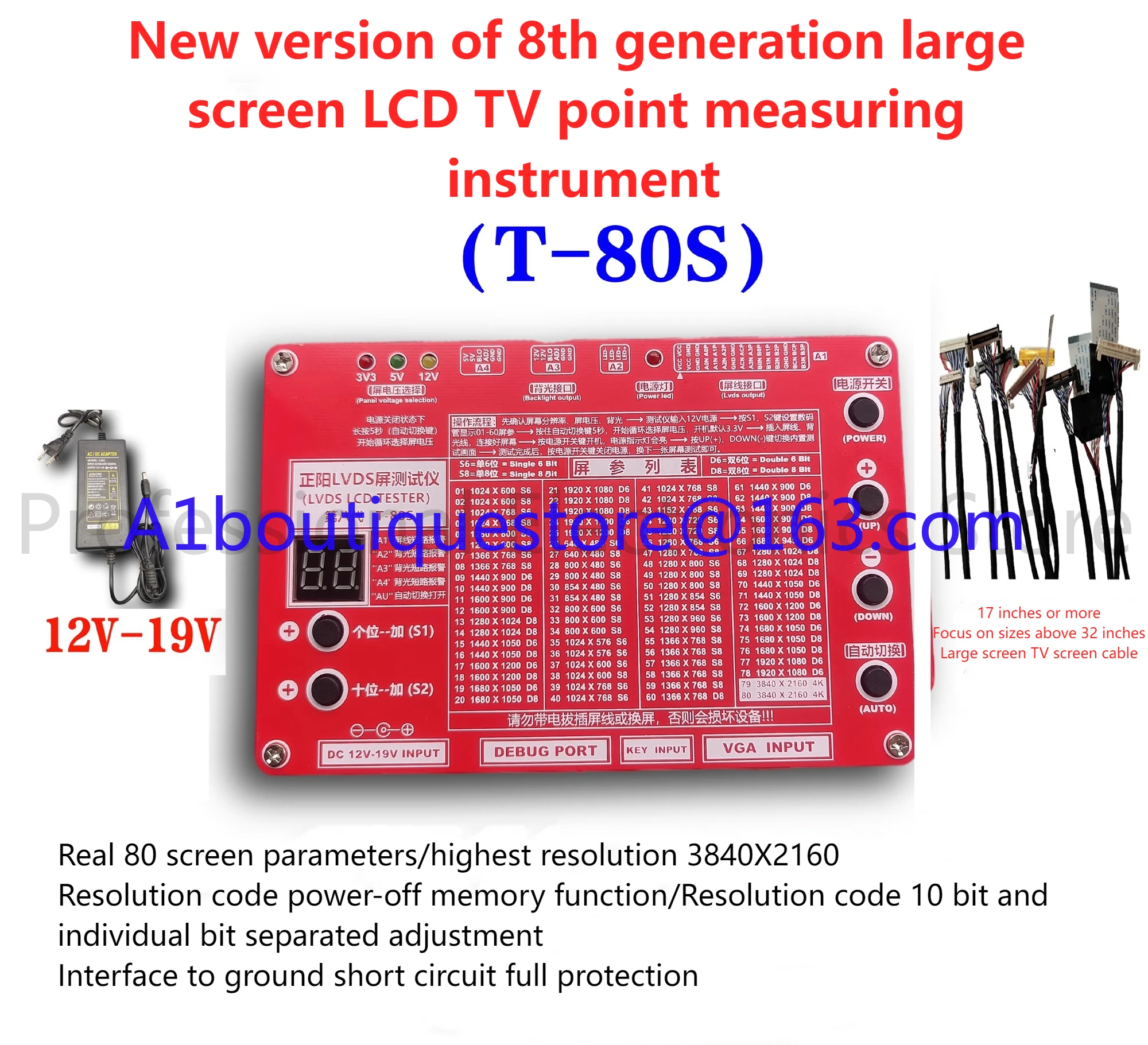 New Version 8th Generation LCD TV LVDS 2K 4K Screen T-80S Tester Screen Tester Point Screen Repair Tool
