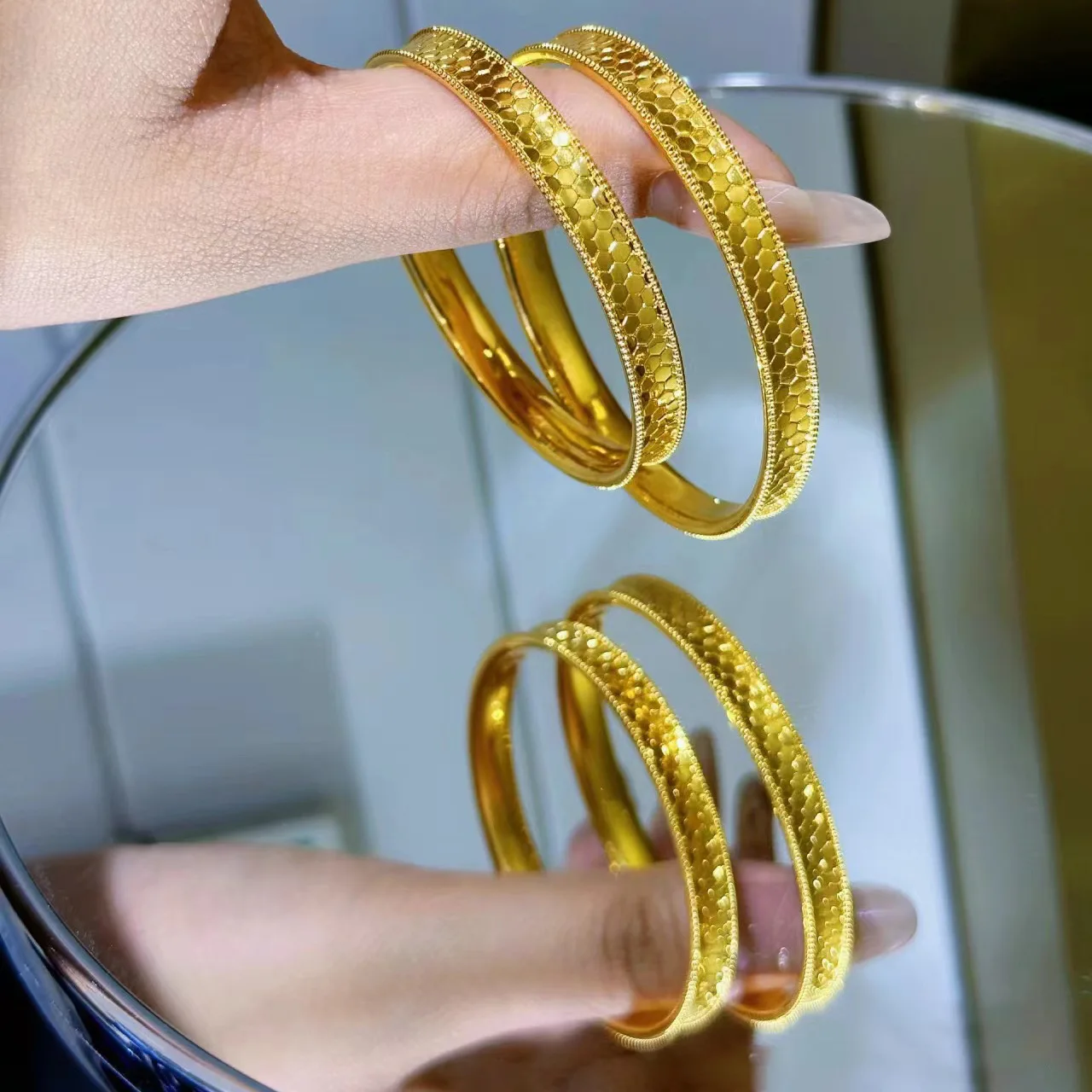 SMILE Real gold 18K bracelet Au750 solid non demoulding sequin sparkling bracelet boutique jewelry gift B0030