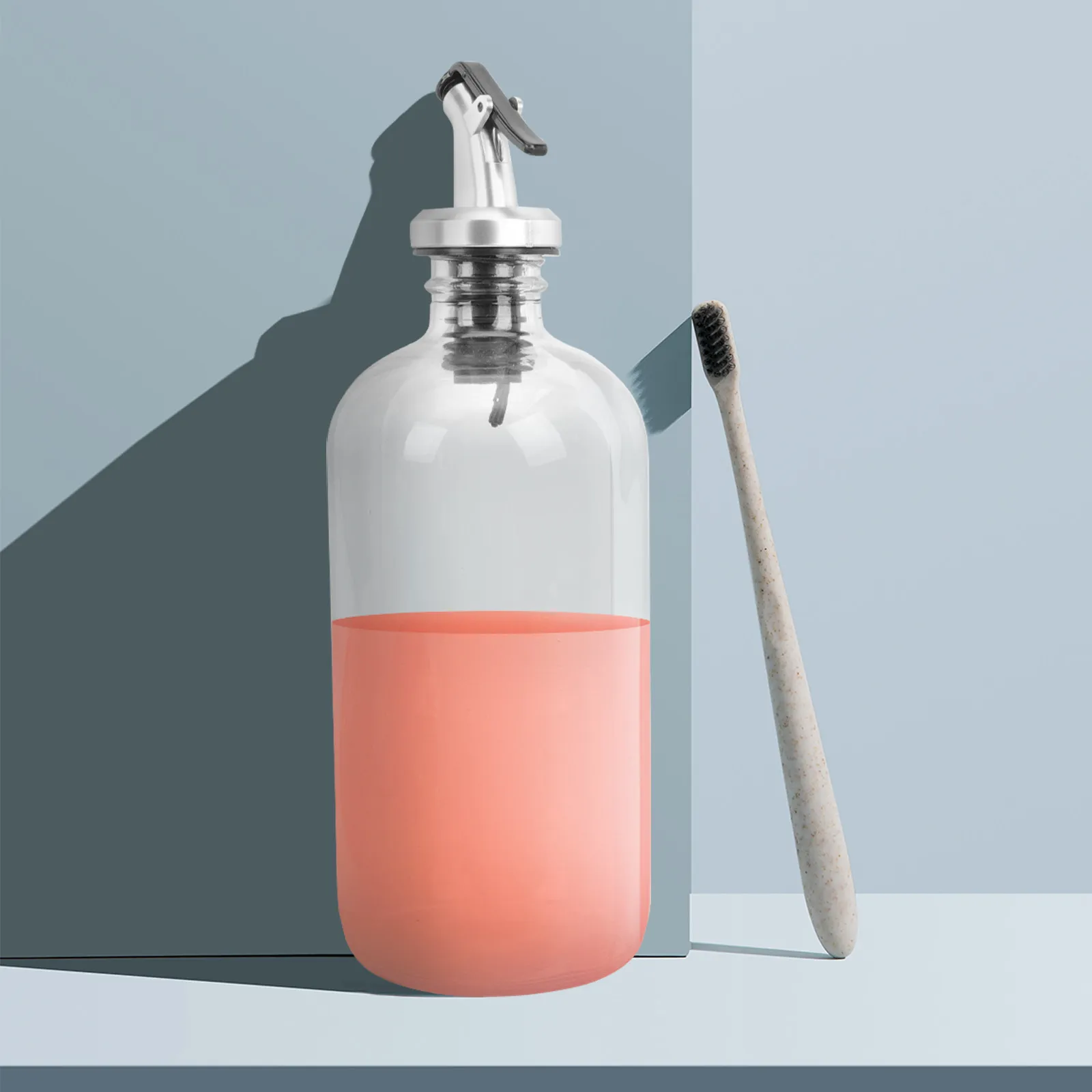 

1 Set Mouthwash Dispenser Set Glass Bottle Mouth Cup Mouth Wash Dispenser Supplies Home Bathroom Hotel Mouthwash Storage Bottle