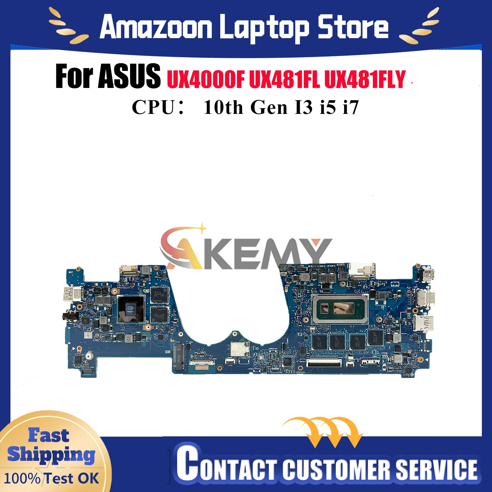 

UX481FLY Laptop Motherboard For ASUS ZenBook Duo UX481FAY UX481FLY UX4000F UX481F UX481FL Mainboard With 10th Gen I3 i5 i7 stk