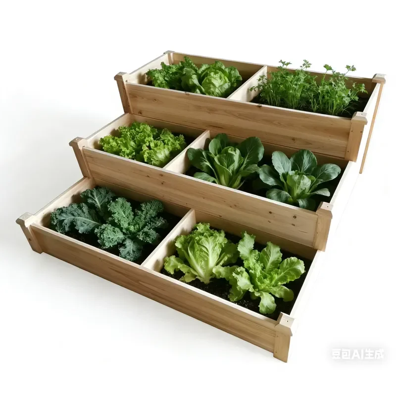 for Modern Eco Friendly Three Layer Wooden Flower Pot For Outdoor Garden Vegetable And Flower Decoration