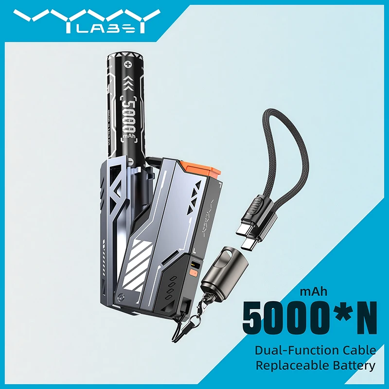 Vyvylabs Upgraded 10000mAh 22.5W Power Bank Fast Charging External Battery Removable Replaceable Battery Pack For iPhone Samsung