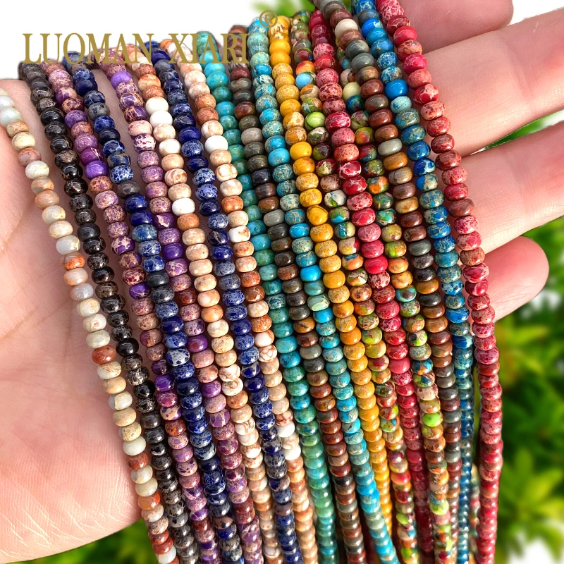 Boulier de Jaspe de Sédiments de Mer Naturels, Perles d'Espacement pour Bijoux de Direction, Accessoires de Breloques, 3x4mm