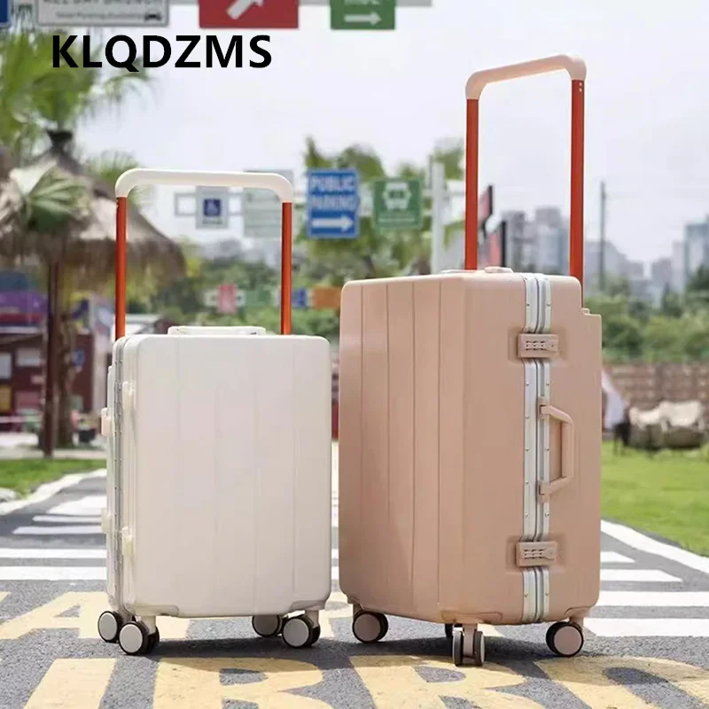 KLQDZMS ABS + PC حقيبة الألومنيوم الإطار الصعود صندوق الفتيات سعة كبيرة حقيبة تروللي بعجلات 20 "22" 24 "26" 28 بوصة المتداول الأمتعة #2