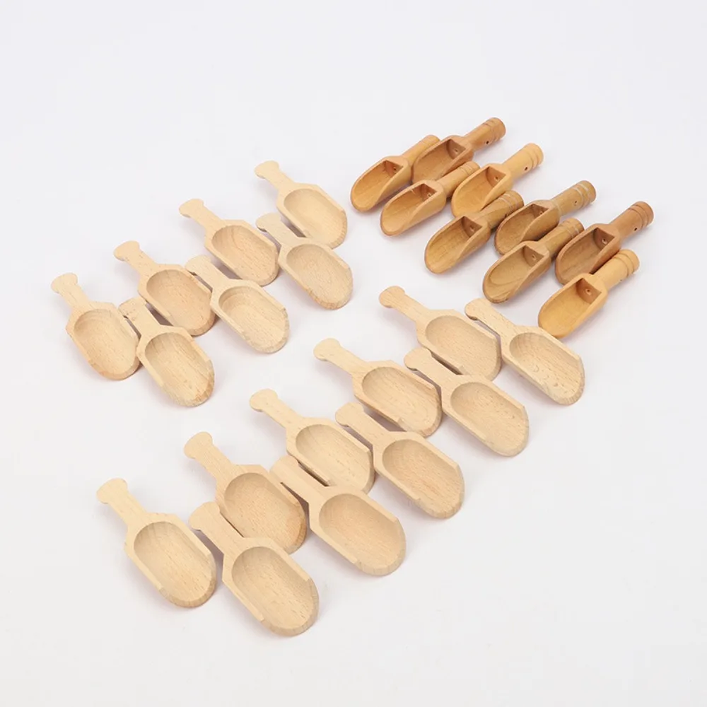 5 PCS Mini Wooden Spoons Small Bath Salt Scoop Natural Beech Wood Scoop Small Spice Spoons for Sugar Scrubs Cereal