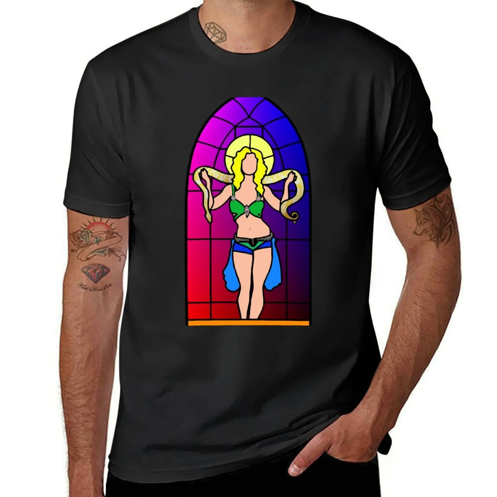 Godney Stained Glass T-Shirt plus size tops plain Short sleeve tee men