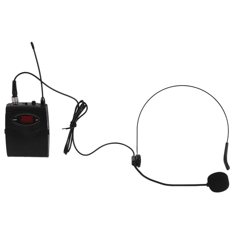 

Wireless Microphone Set With Head-Wear + Lavalier Lapel Mics Transmitter Receiver UHF Frequency For Speech Teaching
